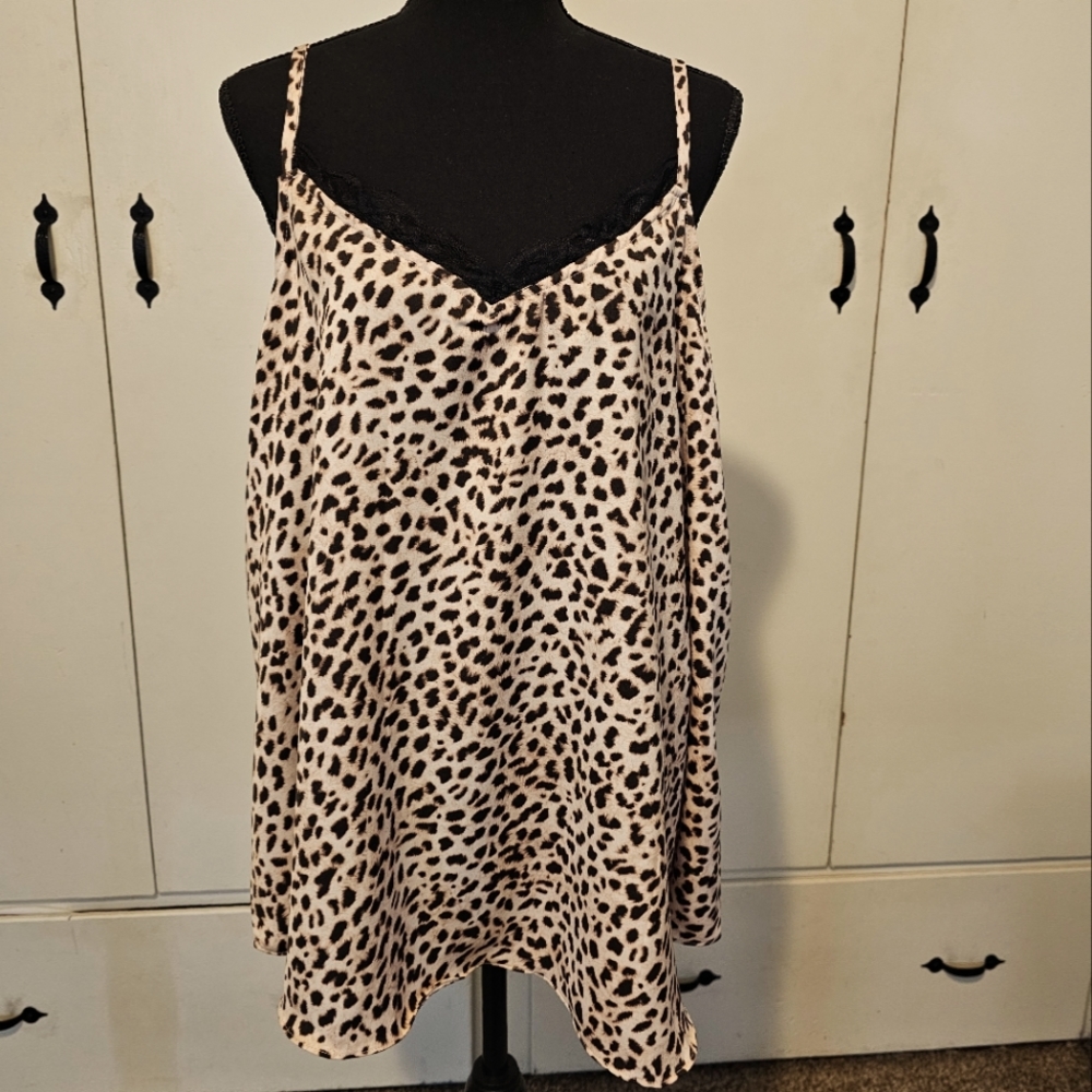 Torrid Satin Lace Trim Swing Cami Leopard